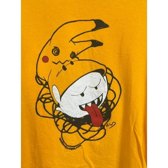 Men's Graphic Tee Sz M Mustard Yellow Short SleeveVintage Tee Character Lazyner - Picture 2 of 4